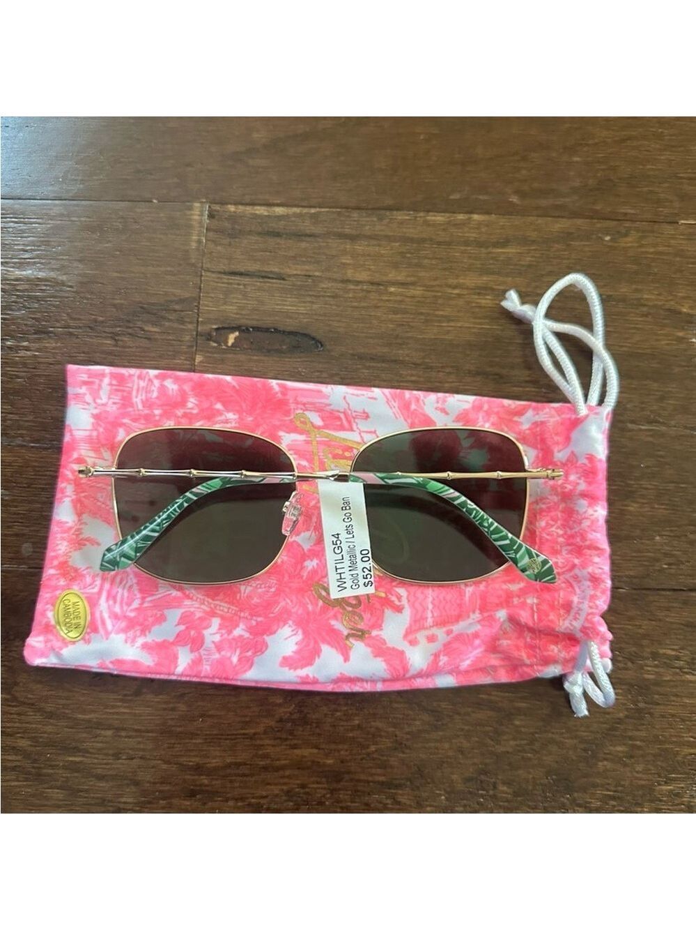 Lilly Pulitzer White Tiger Rock Sunglasses Gold Metallic-NWT - Picture 4 of 9